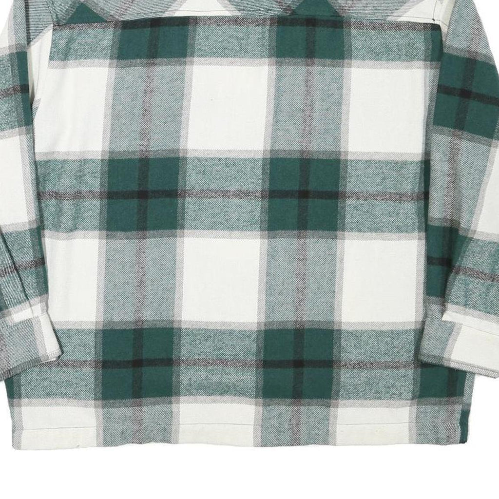 ZARA Womens Green & White Check Jacket M Polyester Blend Button Closure Casual