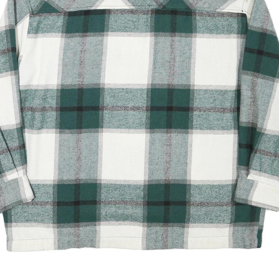 ZARA Womens Green & White Check Jacket M Polyester Blend Button Closure Casual