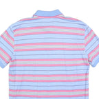 TOMMY HILFIGER Mens Blue & Pink Striped Short Sleeve Polo Shirt L Cotton Blend