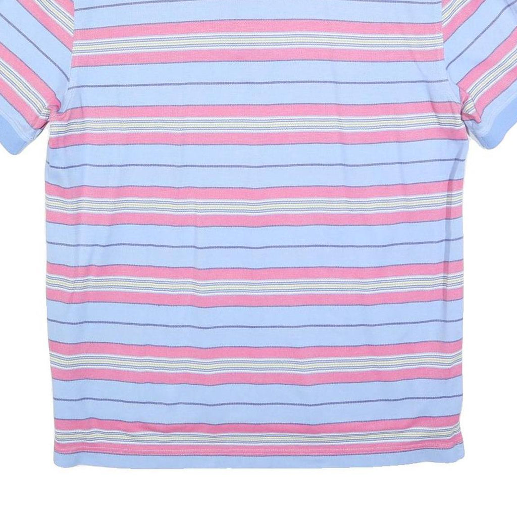 TOMMY HILFIGER Mens Blue & Pink Striped Short Sleeve Polo Shirt L Cotton Blend