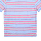 TOMMY HILFIGER Mens Blue & Pink Striped Short Sleeve Polo Shirt L Cotton Blend