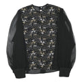 Womens Black & Gold Printed Blouse Long Sleeve Round Neck XL Elegant Top