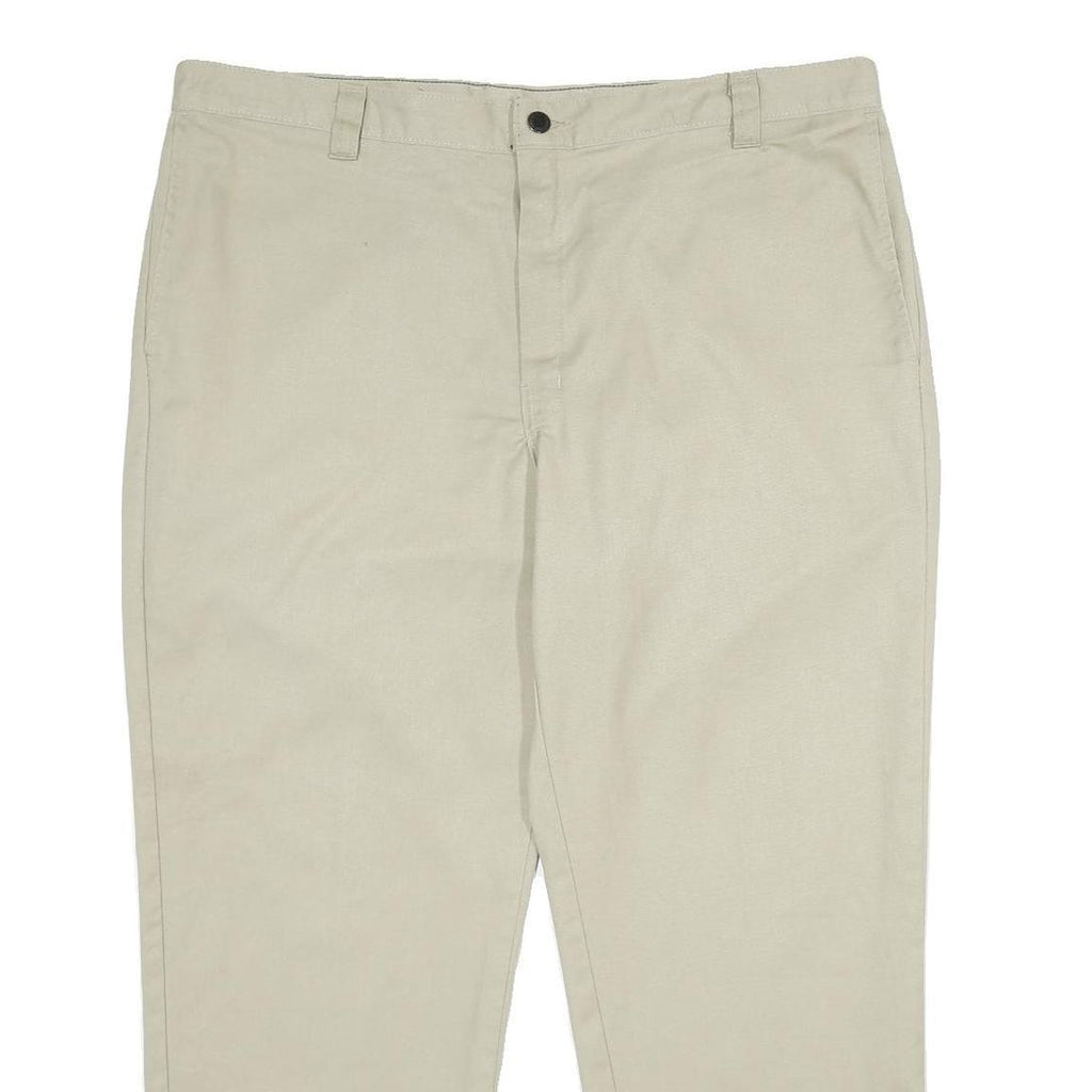 DICKIES Mens Polyester Blend Beige Regular Straight Trousers W40 L30 Workwear