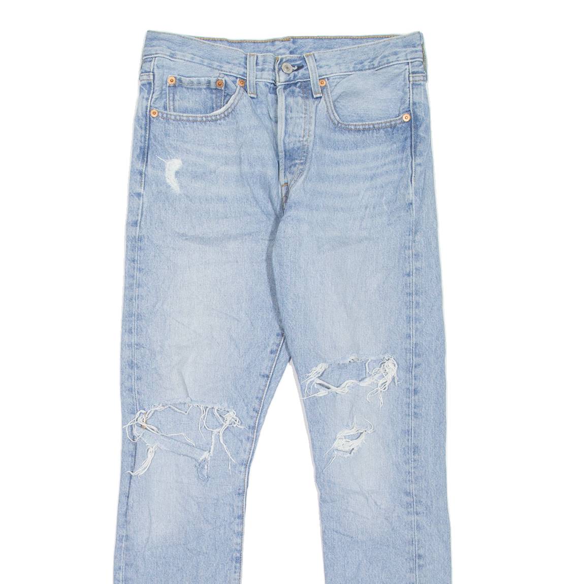 LEVI'S 501S Jeans Distressed Womens Blue Skinny Straight Stone Wash W26 L28