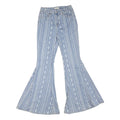 SHYANNES Womens Jeans Blue Regular Flared Denim Medium W26 L35 Patterned
