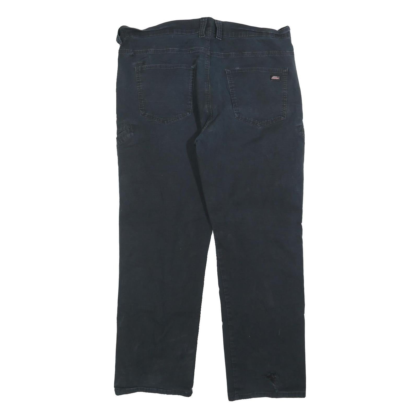 DICKIES Mens Cotton Blend Black Regular Straight Trousers W36 L30 Workwear Zip