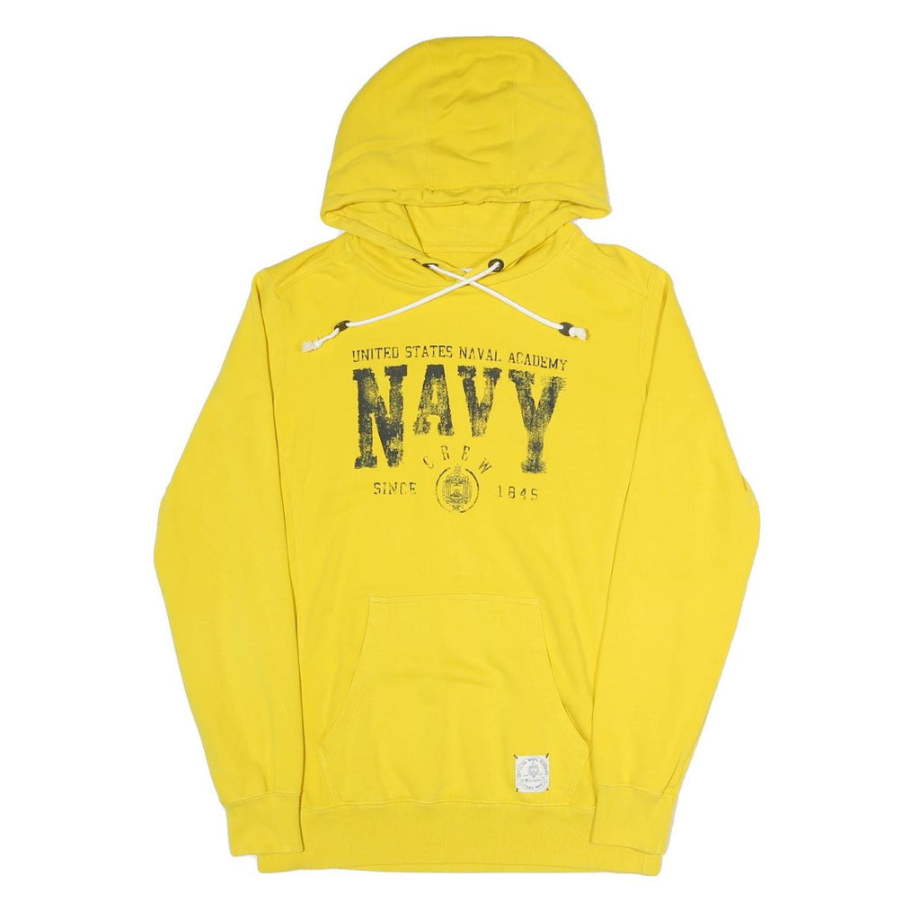CHAMPION Mens Yellow United States Naval Academy Navy Crew Hoodie L Cotton Blend
