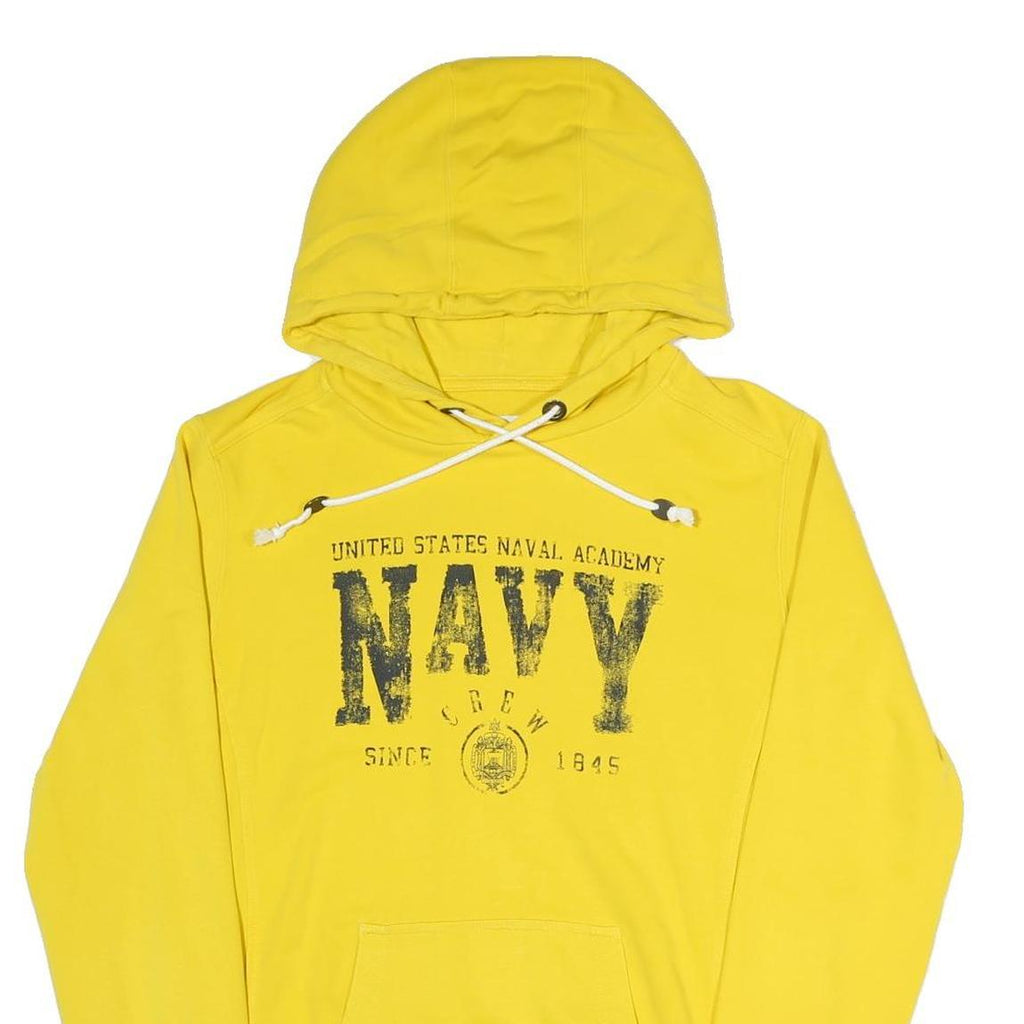 CHAMPION Mens Yellow United States Naval Academy Navy Crew Hoodie L Cotton Blend