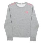 UNDER ARMOUR Womens Grey Sweatshirt Crew Neck S Pink Logo Casual Pullover