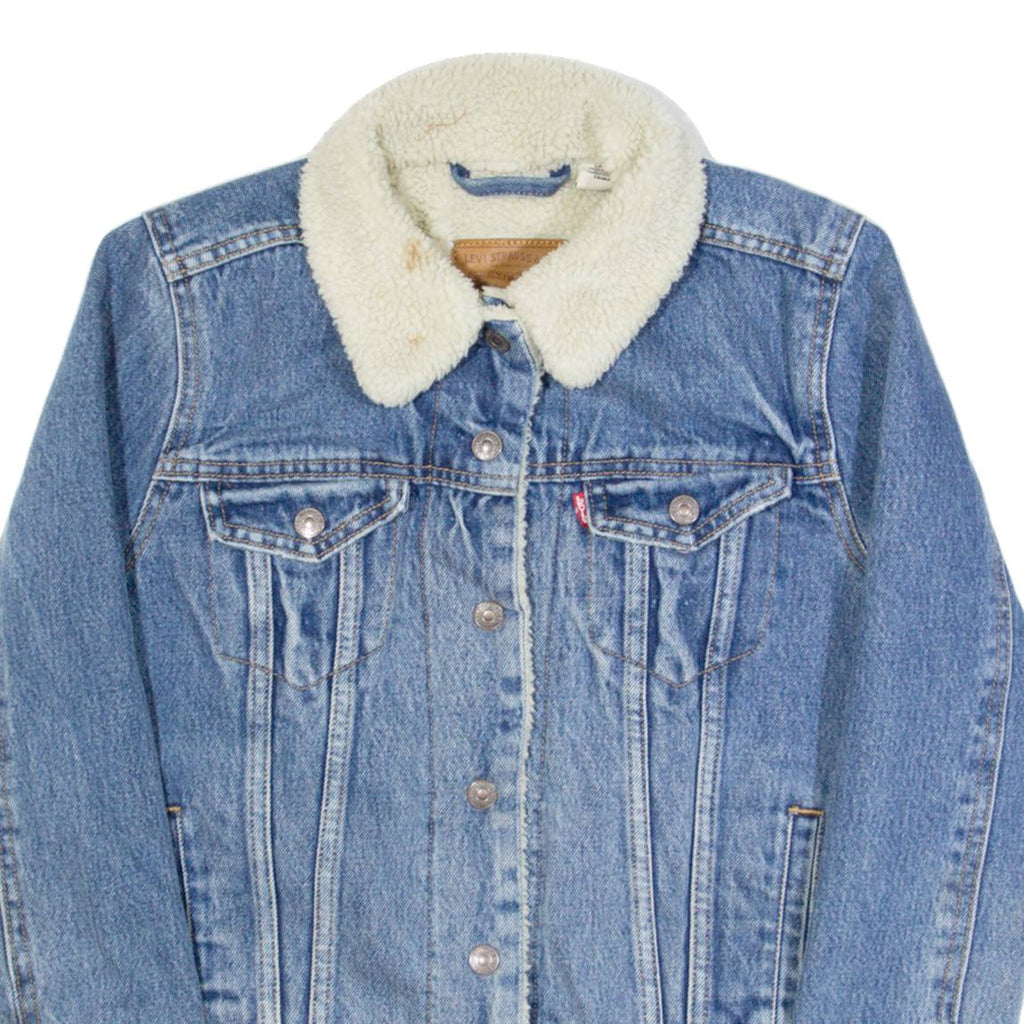 LEVI'S BIG E Womens Sherpa Lined Denim Jacket Blue XS