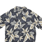 CROFT & BARROW Mens Blue Beige Hawaiian Shirt L Cotton Blend Summer Casual