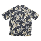 CROFT & BARROW Mens Blue Beige Hawaiian Shirt L Cotton Blend Summer Casual