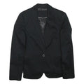 ZARA BASIC Womens Black Cotton Blend Blazer Jacket S Plain Button Closure