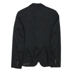 ZARA BASIC Womens Black Cotton Blend Blazer Jacket S Plain Button Closure