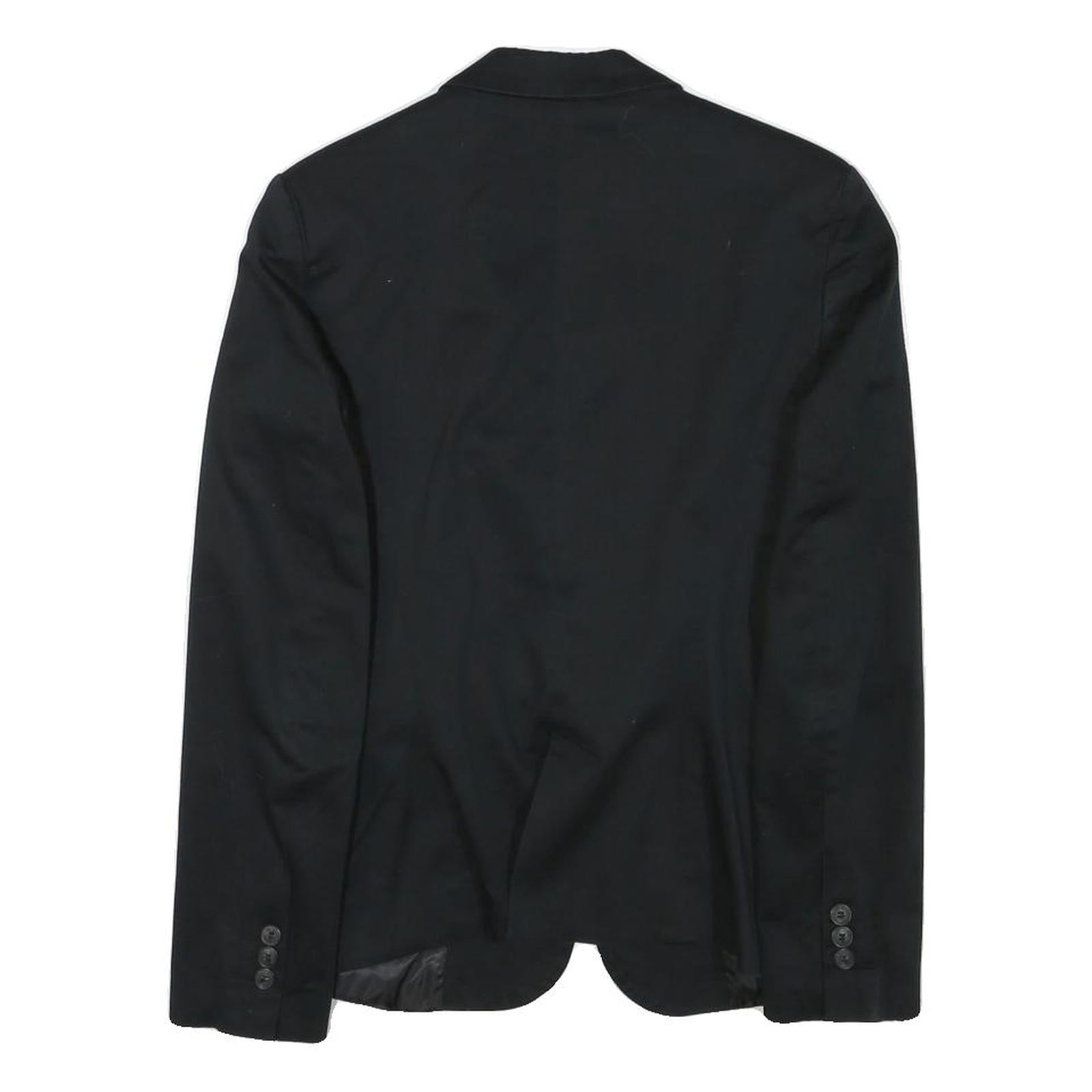 ZARA BASIC Womens Black Cotton Blend Blazer Jacket S Plain Button Closure