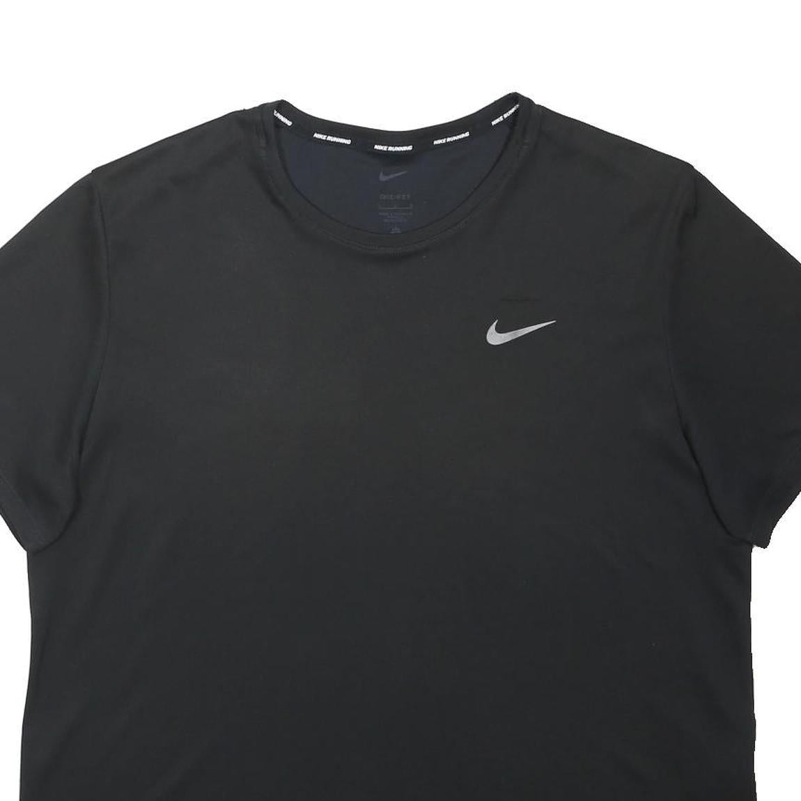 NIKE Mens Black Running T-Shirt L Short Sleeve Crew Neck Lightweight Sportswear