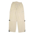 Mens Relaxed Beige Polyester Blend Cargo Trousers W26 L29 Zip Pockets Casual