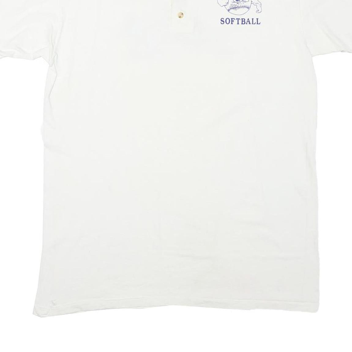 ONEITA Mens White Lady Zebra Softball Polo T-Shirt L Short Sleeve Crew Neck