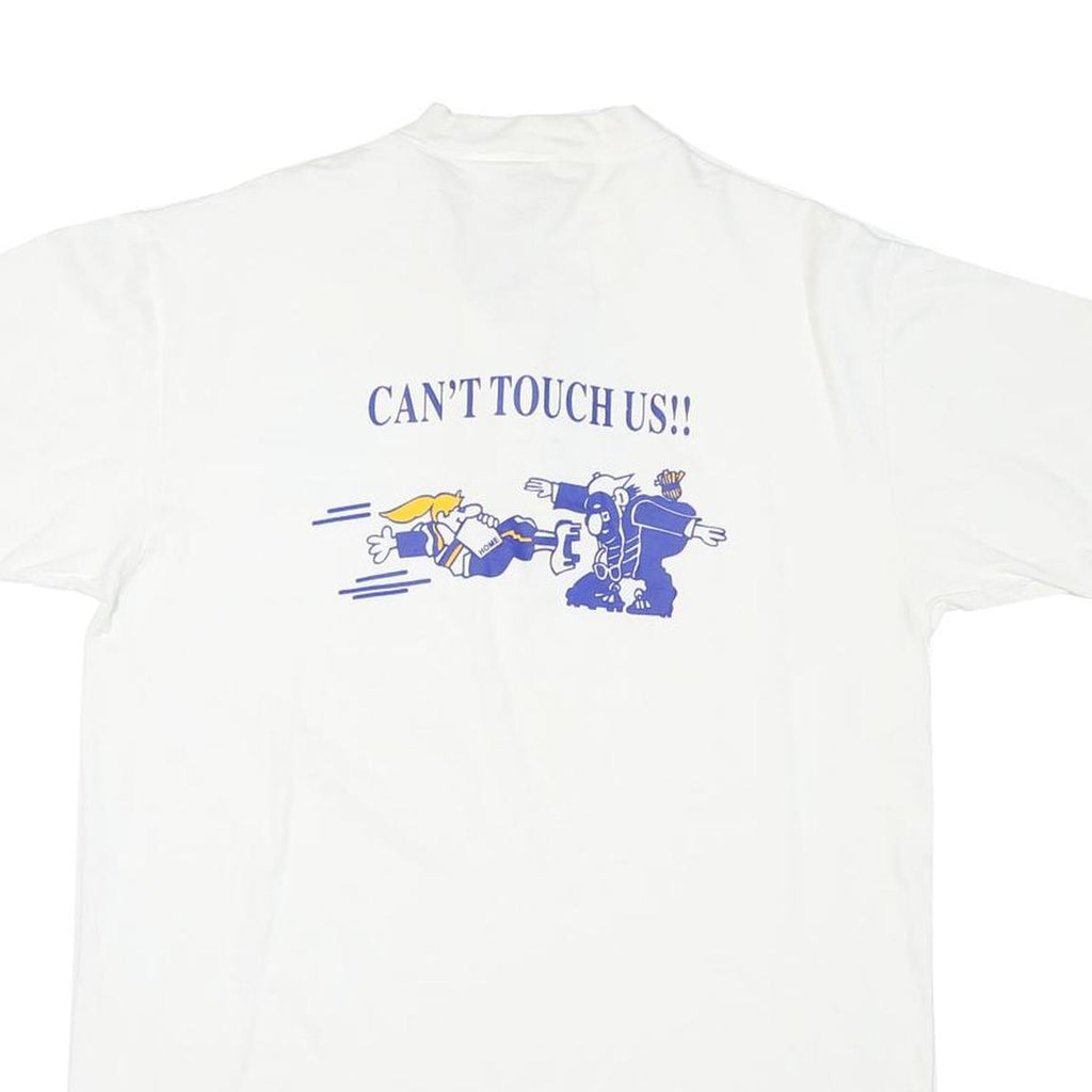 ONEITA Mens White Lady Zebra Softball Polo T-Shirt L Short Sleeve Crew Neck