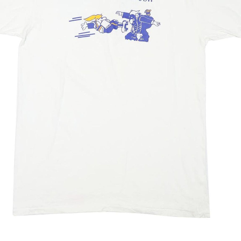 ONEITA Mens White Lady Zebra Softball Polo T-Shirt L Short Sleeve Crew Neck