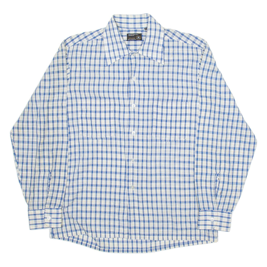 JCPENNEY Mens Shirt White Check Long Sleeve M