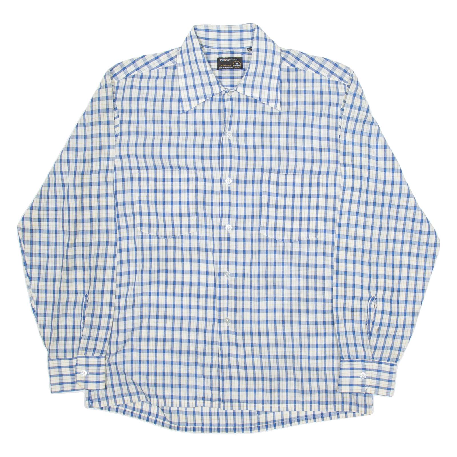 JCPENNEY Mens Shirt White Check Long Sleeve M