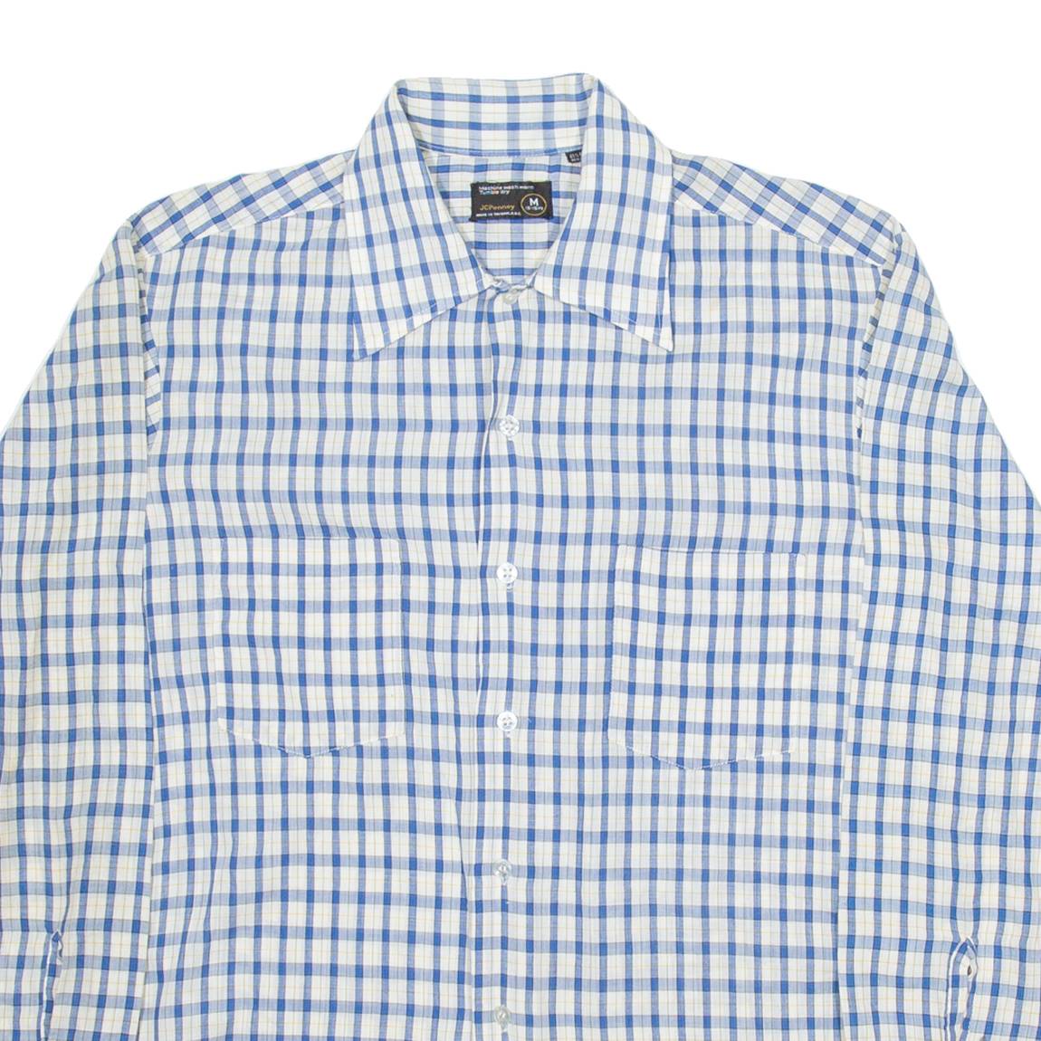 JCPENNEY Mens Shirt White Check Long Sleeve M
