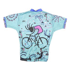 Kucharik Womens Blue Cycling Graphic Zip Front T-Shirt M Short Sleeve Crew Neck