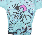 Kucharik Womens Blue Cycling Graphic Zip Front T-Shirt M Short Sleeve Crew Neck