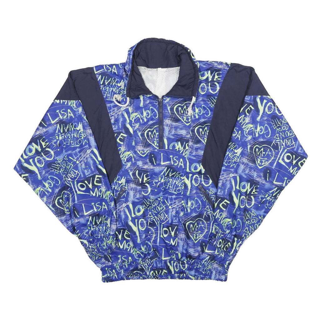 Mens Blue Navy Graffiti Printed Shell Jacket L Polyamide Casual Sportswear
