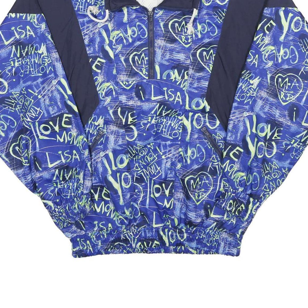 Mens Blue Navy Graffiti Printed Shell Jacket L Polyamide Casual Sportswear