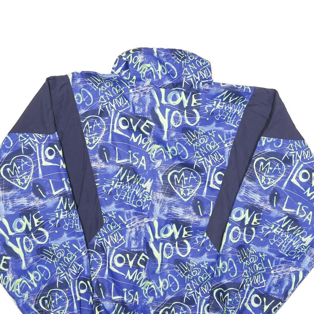 Mens Blue Navy Graffiti Printed Shell Jacket L Polyamide Casual Sportswear