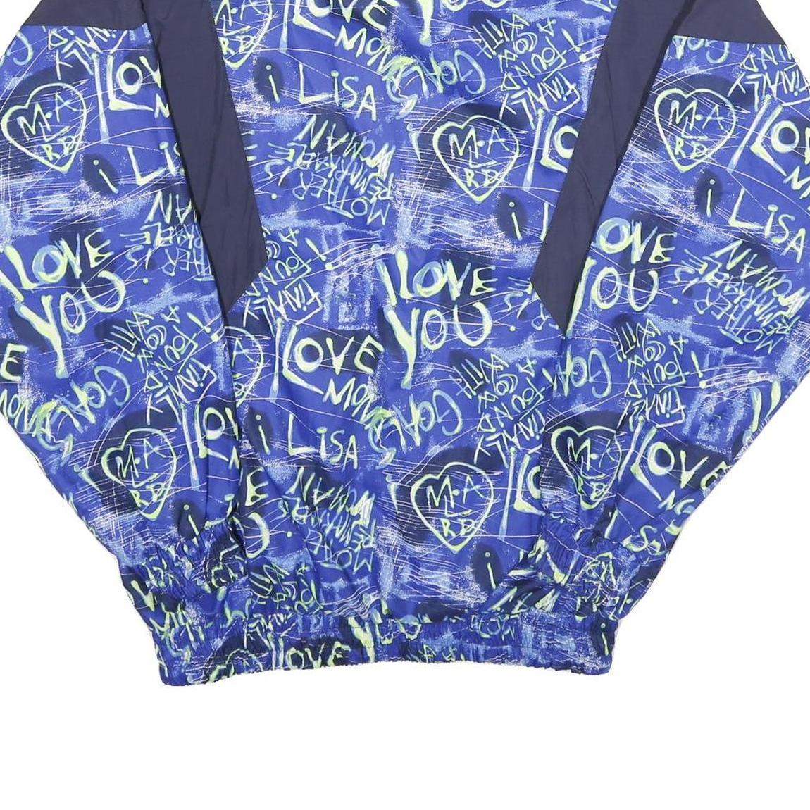 Mens Blue Navy Graffiti Printed Shell Jacket L Polyamide Casual Sportswear