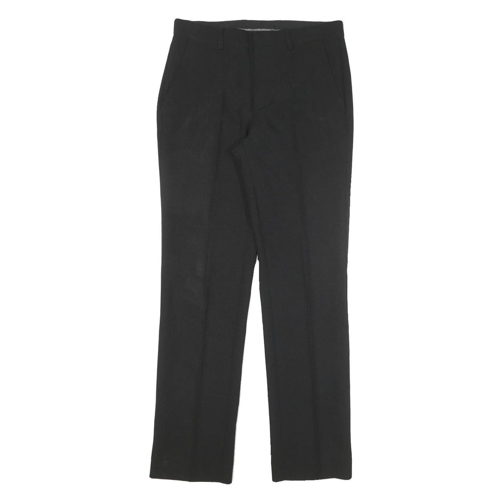 PEACOCKS Womens Black Regular Leg Trousers W28 L30 Smart Zip Closure