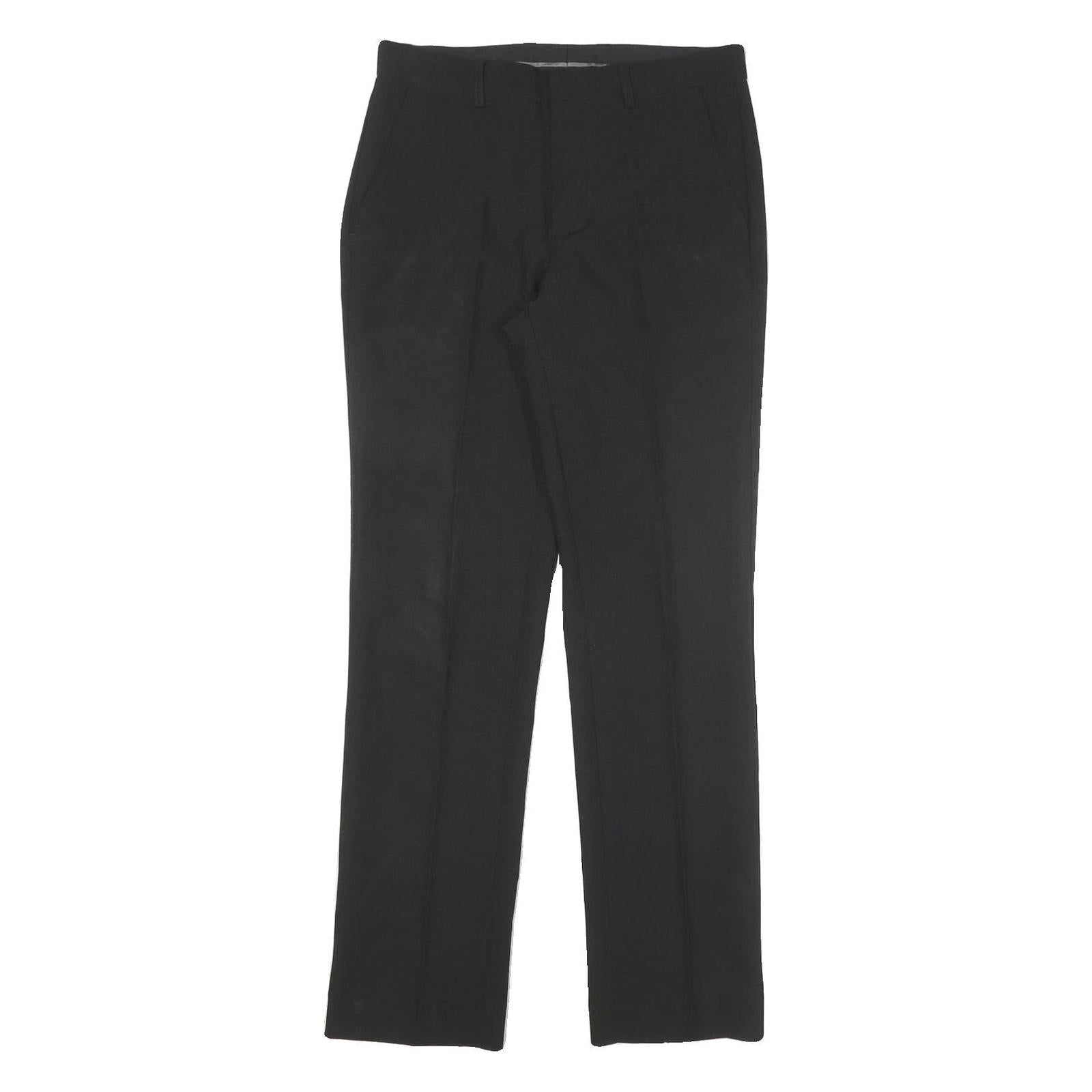 PEACOCKS Womens Black Regular Leg Trousers W28 L30 Smart Zip Closure