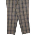 Womens Regular Fit Beige Grey Check Zip Trousers W26 L24 Classic Casual