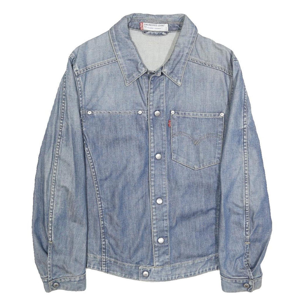 LEVI'S Womens Blue Denim Jacket S Cotton Blend Button Closure Classic Fit