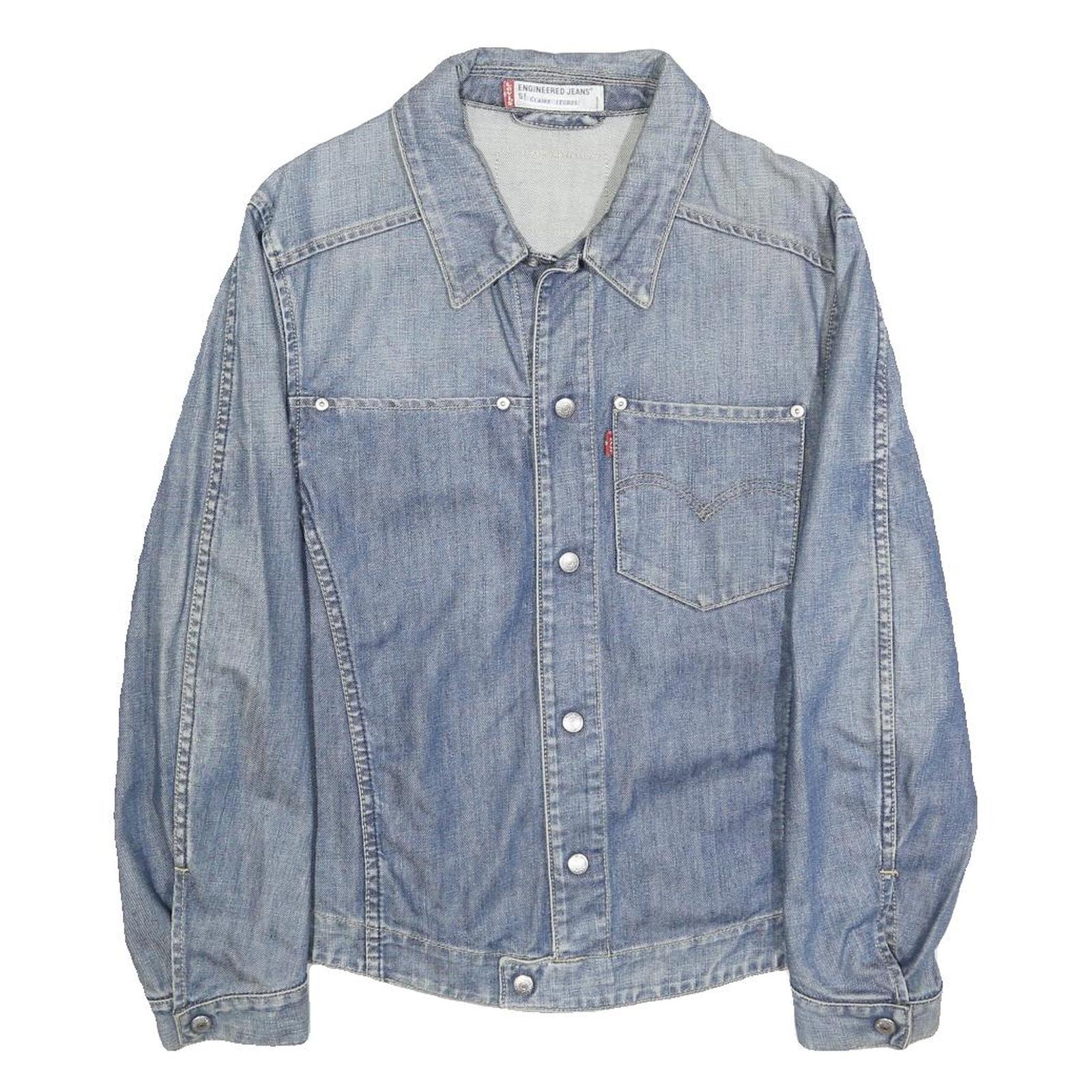 LEVI'S Womens Blue Denim Jacket S Cotton Blend Button Closure Classic Fit