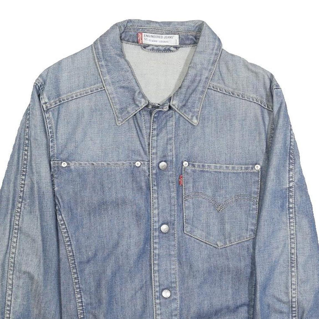 LEVI'S Womens Blue Denim Jacket S Cotton Blend Button Closure Classic Fit
