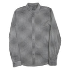 ARMANI EXCHANGE Mens Black Grey Cotton Blend Patterned Shirt L Long Sleeve