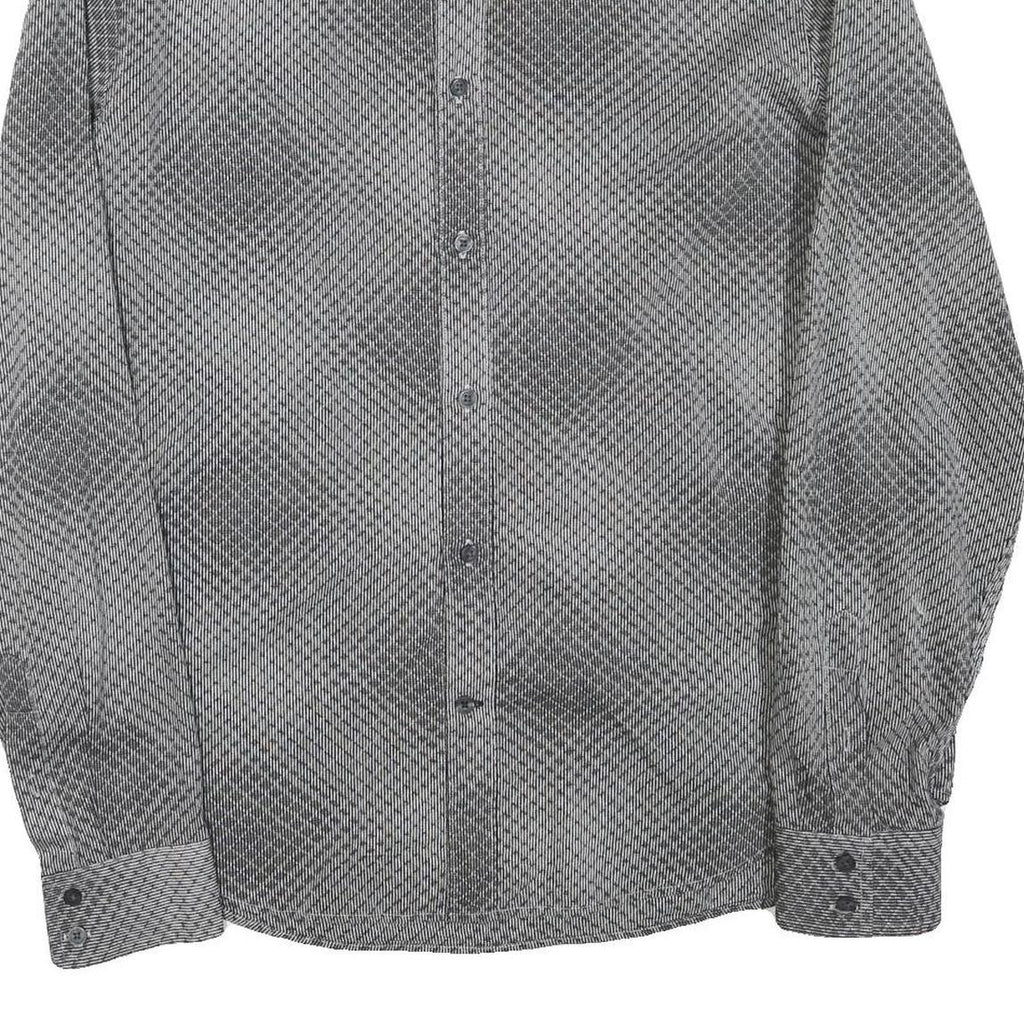 ARMANI EXCHANGE Mens Black Grey Cotton Blend Patterned Shirt L Long Sleeve