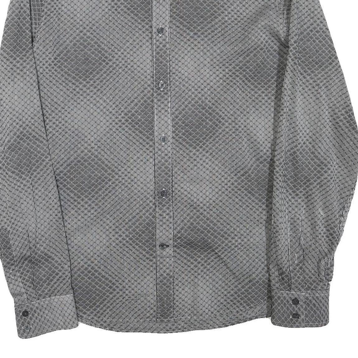 ARMANI EXCHANGE Mens Black Grey Cotton Blend Patterned Shirt L Long Sleeve