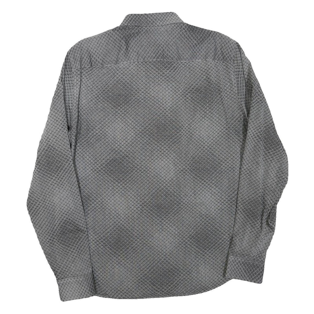 ARMANI EXCHANGE Mens Black Grey Cotton Blend Patterned Shirt L Long Sleeve