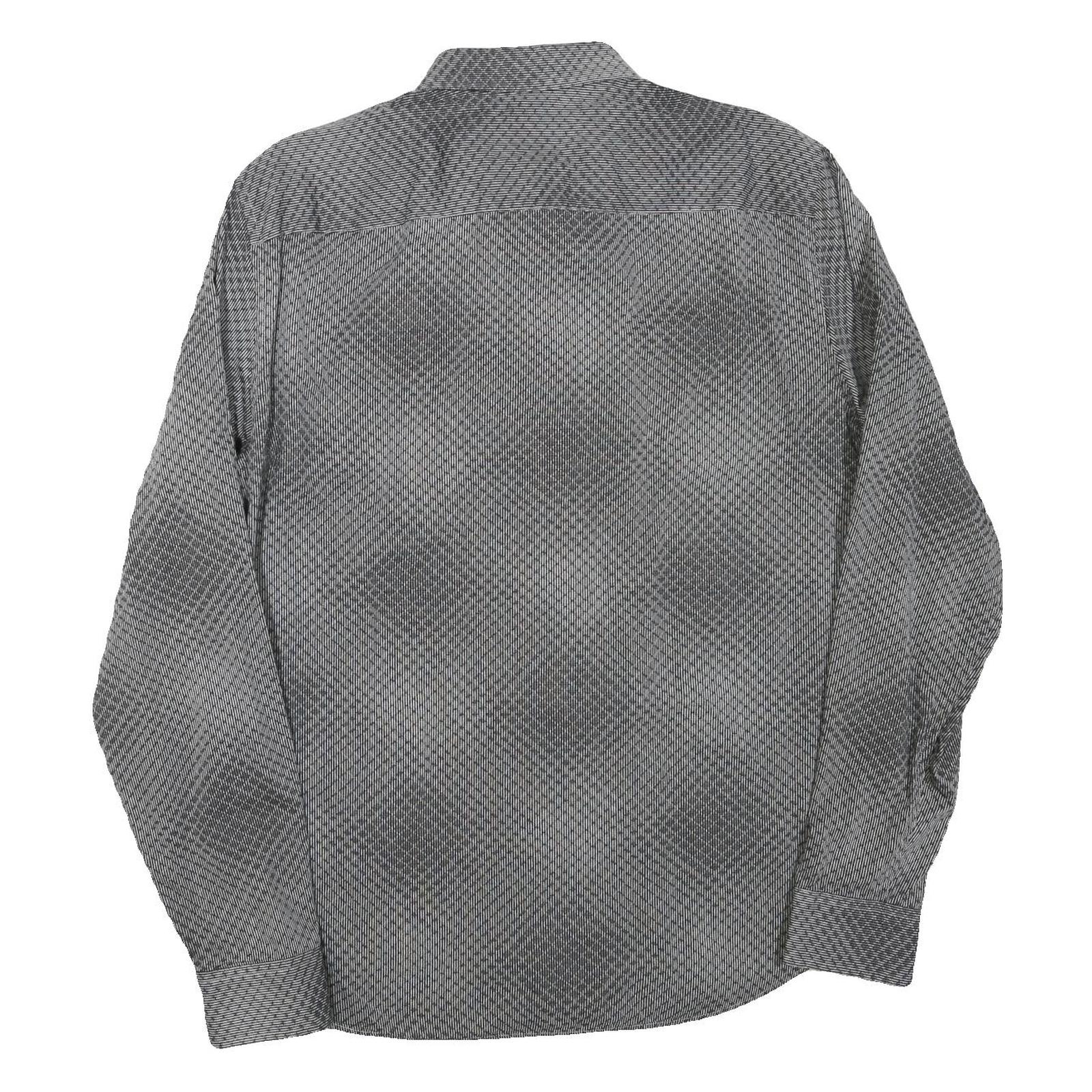 ARMANI EXCHANGE Mens Black Grey Cotton Blend Patterned Shirt L Long Sleeve