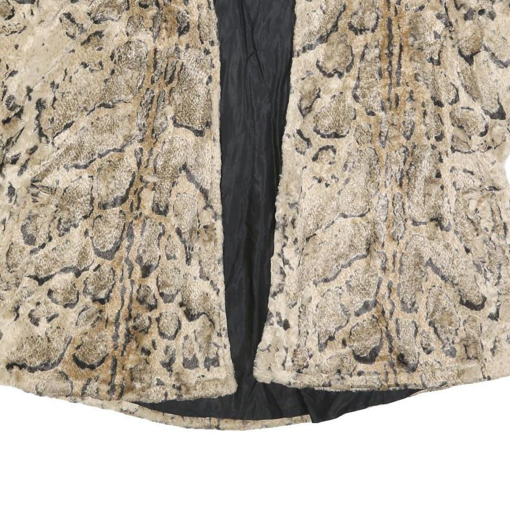GILDA Womens Beige & Brown Animal Print Jacket L Polyester Blend Short Sleeve