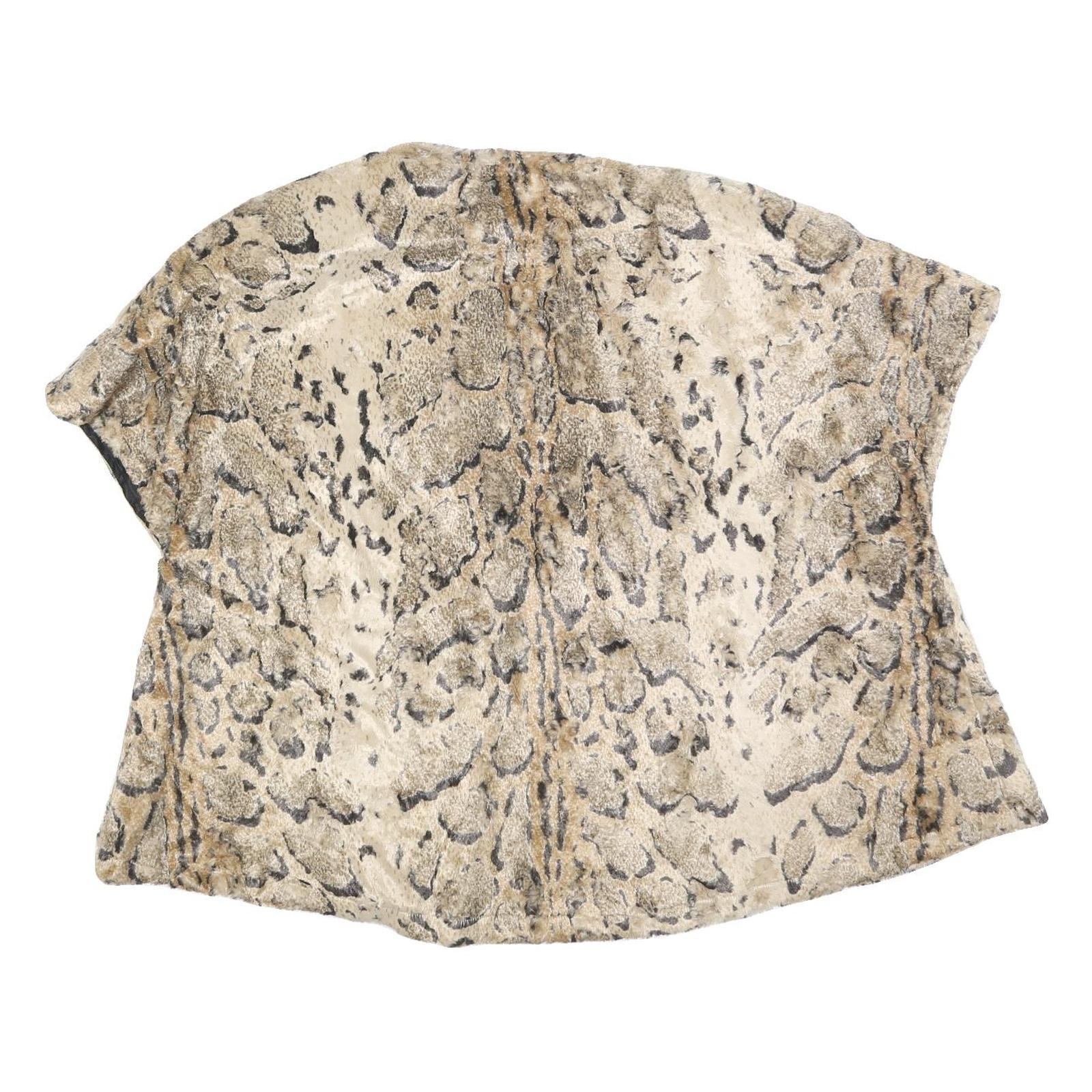 GILDA Womens Beige & Brown Animal Print Jacket L Polyester Blend Short Sleeve