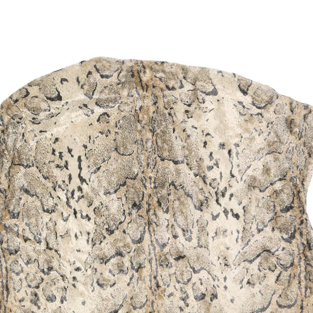GILDA Womens Beige & Brown Animal Print Jacket L Polyester Blend Short Sleeve