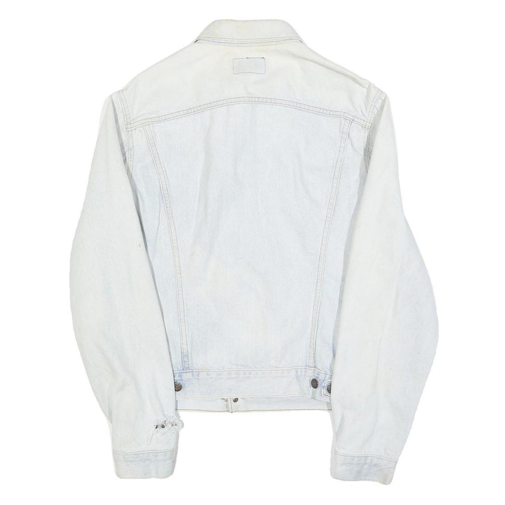LEVI'S Womens White Denim Cotton Jacket XS Button Front Classic Fit Distressed