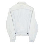 LEVI'S Womens White Denim Cotton Jacket XS Button Front Classic Fit Distressed