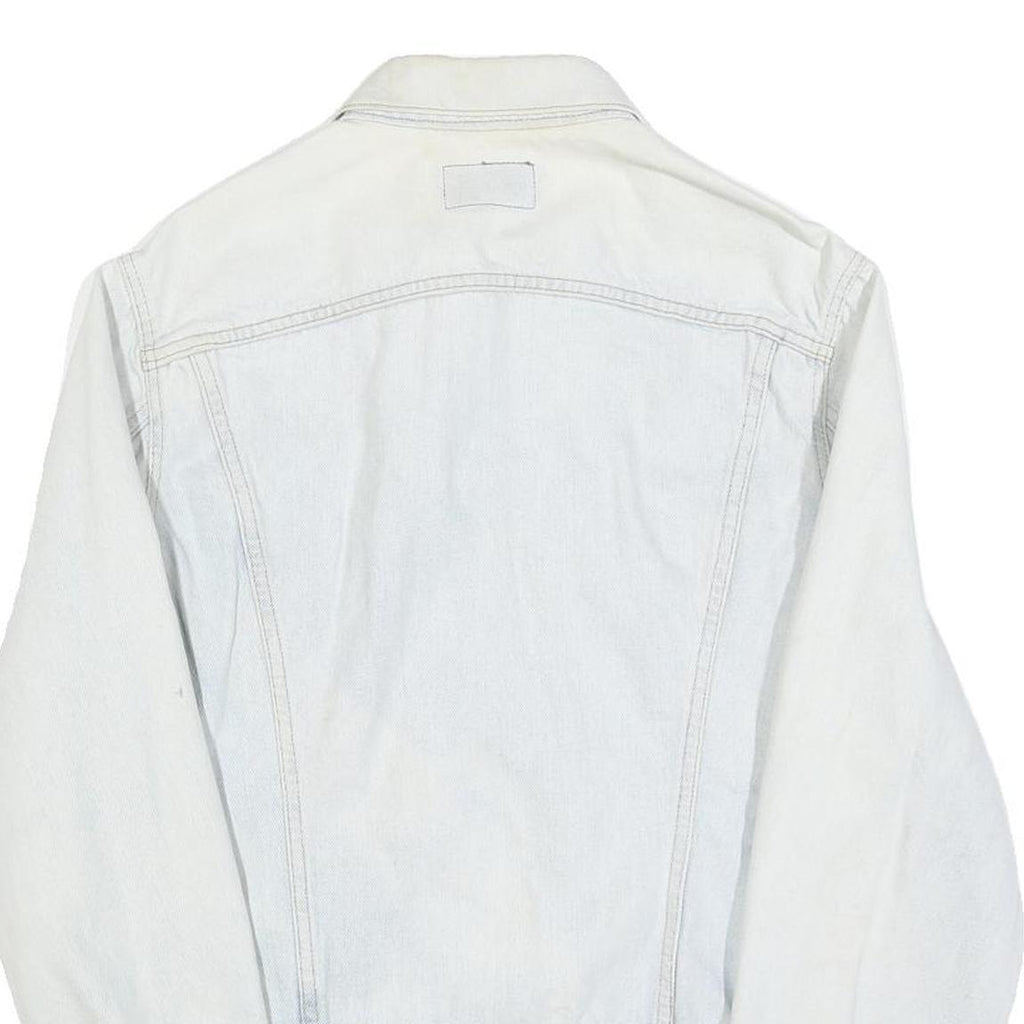 LEVI'S Womens White Denim Cotton Jacket XS Button Front Classic Fit Distressed